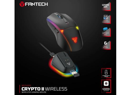 Fantech WG7V2RD CRYPTO II Wireless Gaming Mouse, Up to 70 Hours Playtime, ideal for precise control and fast reactions - Black