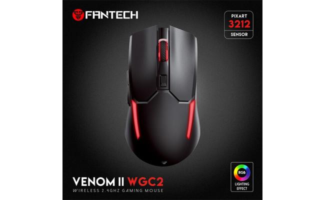 FANTECH VENOM II WGC2 RGB (Vibe Edition Black) 2.4GHz Wireless Gaming Mouse w/ Optical Sensor, Up To 4000 DPI, Rechargeable 400mAh Battery