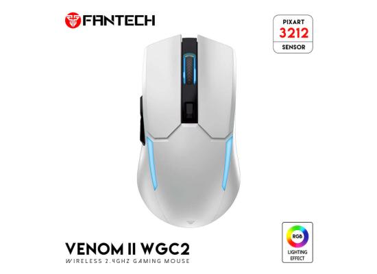 FANTECH VENOM II WGC2 RGB (Vibe Edition White) 2.4GHz Wireless Gaming Mouse w/ Optical Sensor, Up To 4000 DPI, Rechargeable 400mAh Battery 