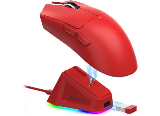 ATTACK SHARK X11 Lightweight Wireless Gaming Mouse with RGB Charging Dock,Tri-Mode-2.4G/USB-C Wired/BT,22K DPI,PAW3311 Optical Sensor,HUYU Switch, 5 programmable Buttons for PC/Mac(Red)