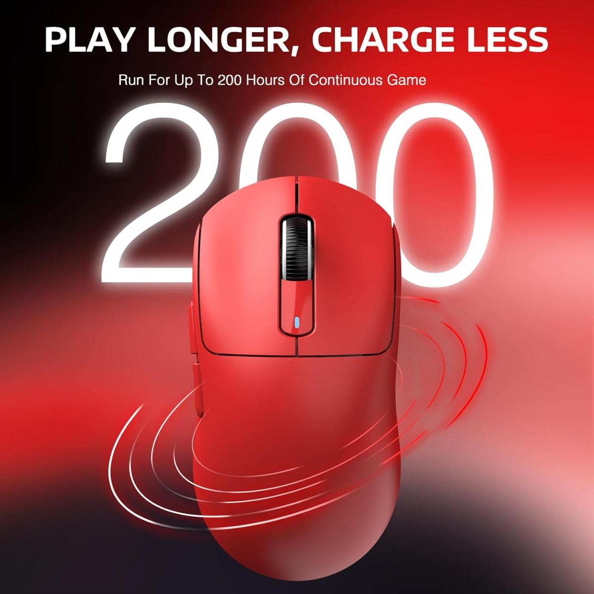 ATTACK SHARK X3 Wireless Gaming Mouse, 49g Ergonomic Computer Mouse, Triple Modes PAW3395 26K DPI Optical Sensor, 200h Battery Life, Programmable Buttons, Gaming Accessories for PC/Laptop/Mac (Red) ATTACK SHARK X3 Wireless Gaming Mouse, 49g Ergonomic Computer Mouse, Triple Modes PAW3395 26K DPI Optical Sensor, 200h Battery Life, Programmable Buttons, Gaming Accessories for PC/Laptop/Mac (Red)