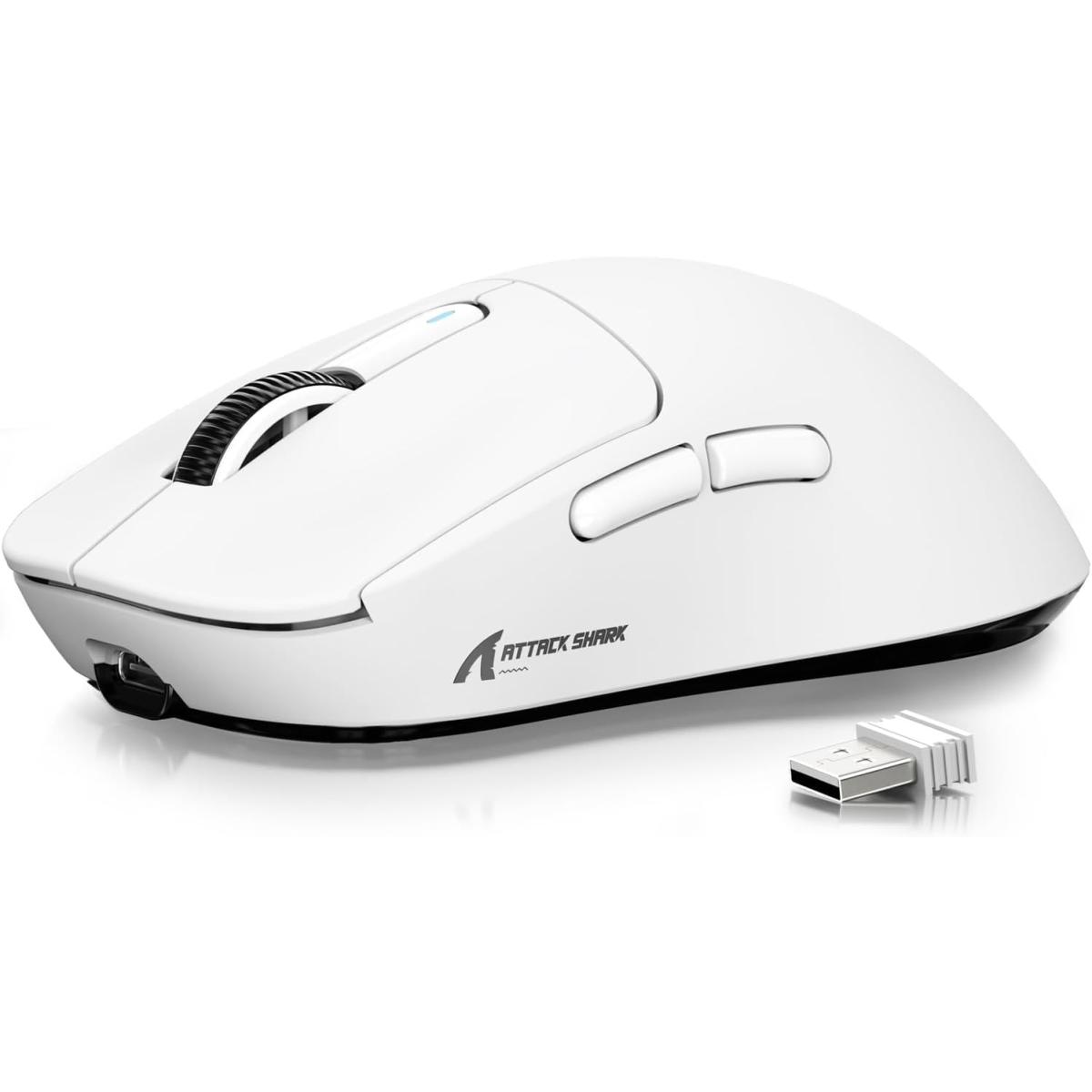 ATTACK SHARK X3 Wireless Gaming Mouse, 49g Ergonomic Computer Mouse, Triple Modes PAW3395 26K DPI Optical Sensor, 200h Battery Life, Programmable Buttons, Gaming Accessories for PC/Laptop/Mac (White)