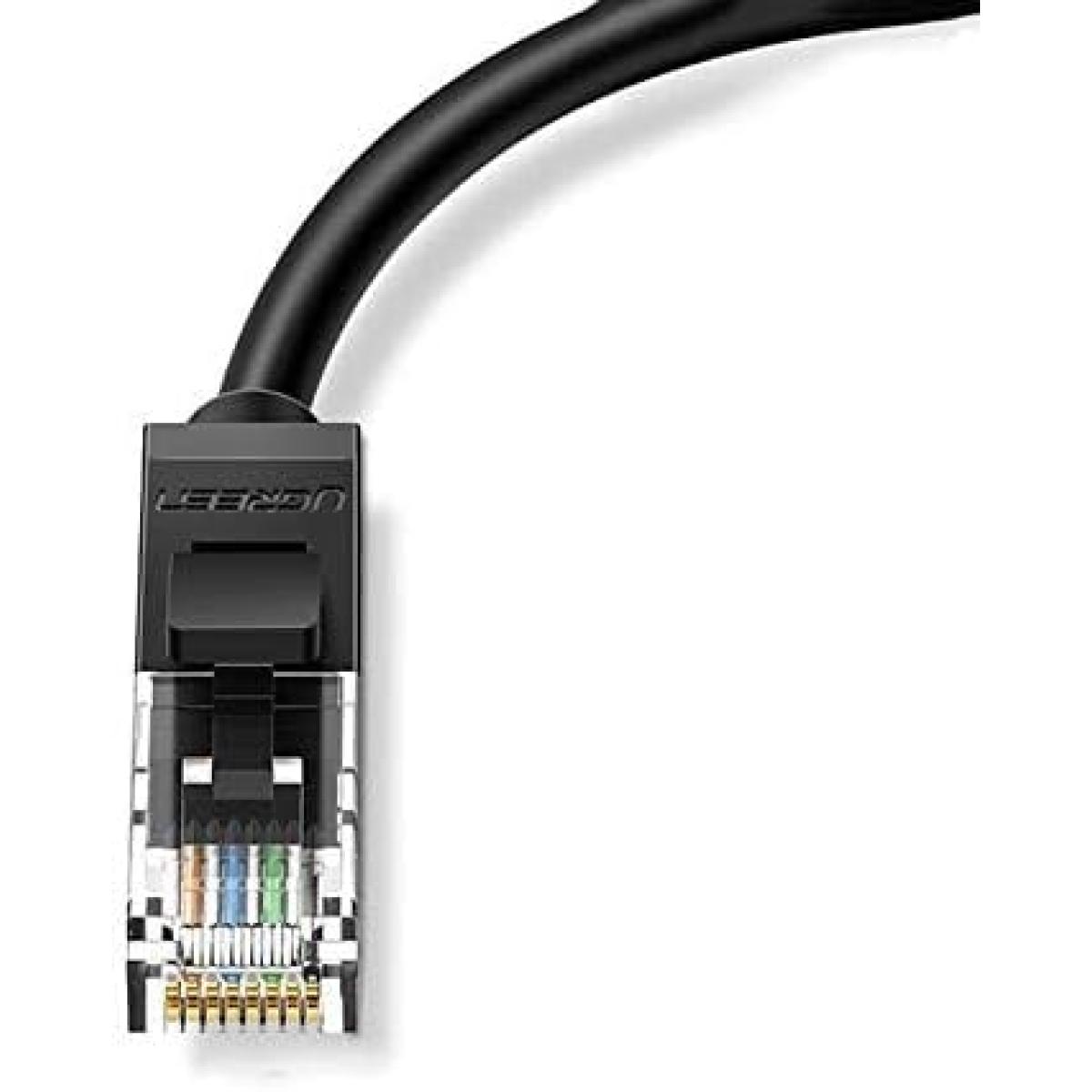 UGREEN NW102-20160 2M Cat 6 U/UTP Lan Cable with Gold-Plated conductor, 8-Core Twisted-Pair & Data Transmission Upto 1000MBPS - Black