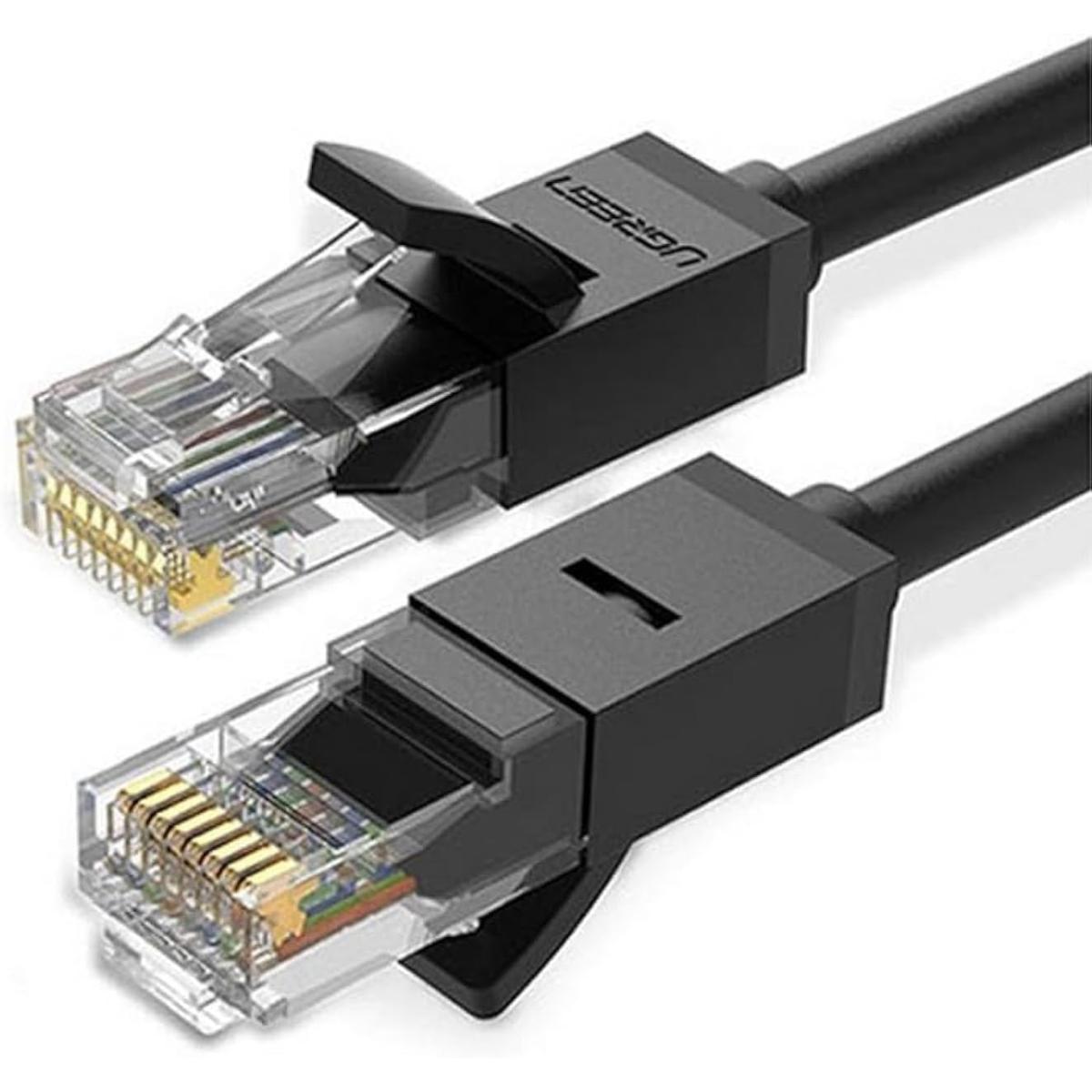 UGREEN NW102-20160 2M Cat 6 U/UTP Lan Cable with Gold-Plated conductor, 8-Core Twisted-Pair & Data Transmission Upto 1000MBPS - Black