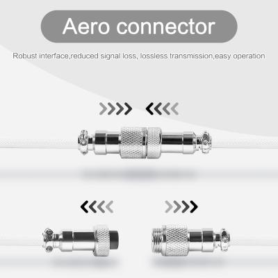 ATTACK SHARK C01 PRO Coiled Keyboard Cable, Custom Coiled USB C Cable for Mechanical Gaming Keyboard,Type-C to USB-A Metal Aviator Cable,Double-Sleeved Braided Charging Keyboard Cable for Mac,PC-White