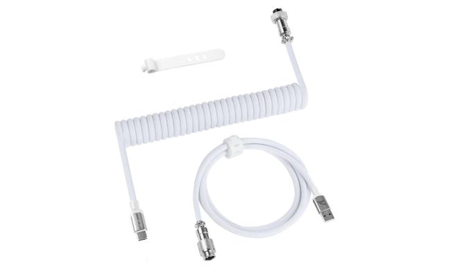 ATTACK SHARK C01 PRO Coiled Keyboard Cable, Custom Coiled USB C Cable for Mechanical Gaming Keyboard,Type-C to USB-A Metal Aviator Cable,Double-Sleeved Braided Charging Keyboard Cable for Mac,PC-White ATTACK SHARK C01 PRO Coiled Keyboard Cable, Custom Coiled USB C Cable for Mechanical Gaming Keyboard,Type-C to USB-A Metal Aviator Cable,Double-Sleeved Braided Charging Keyboard Cable for Mac,PC-White