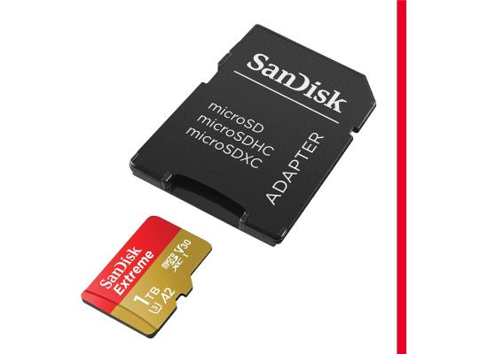 SanDisk 1TB Extreme microSDXC UHS-I Memory Card with Adapter - Up to 190MB/s, C10, U3, V30, 4K, 5K, A2, Micro SD Card- SDSQXAV-1T00-GN6MA, Gold/Red