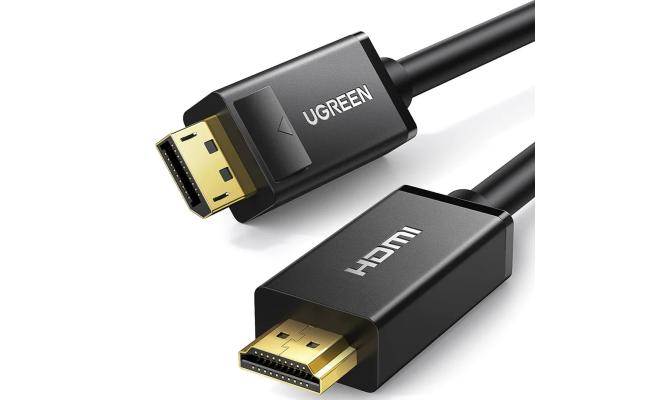 UGREEN 10204 DISPLAYPORT 1.2 TO HDMI CABLE 4K30HZ FHD120HZ 2.25Gbps – (5M)