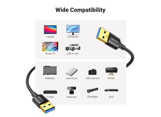 UGREEN USB to USB, 5 Gbps USB 3.0 Cable, Nylon Durable Male to Male Cable, Compatible with Hard Drive, Camera, and More 2M.