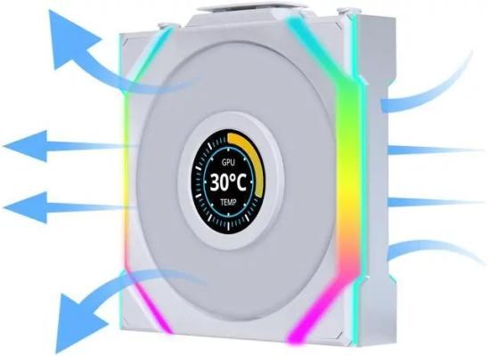 Lian Li UNI FAN SL Wireless LCD 120 (Reverse Blade) Single w/ Dual Zone ARGB, High Performance, 1.6" IPS Full color LCD Display, Daisy-Chain Style, 2.4 GHz Wireless Receiver (Included) - White