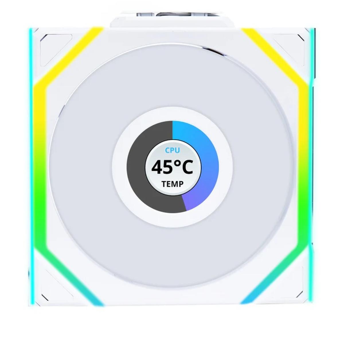 Lian Li UNI FAN SL Wireless LCD 120 (Reverse Blade) Single w/ Dual Zone ARGB, High Performance, 1.6" IPS Full color LCD Display, Daisy-Chain Style, 2.4 GHz Wireless Receiver (Included) - White
