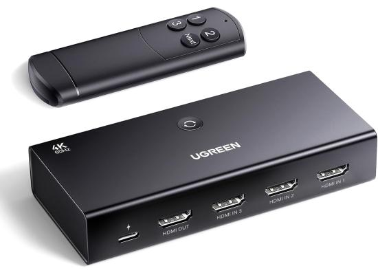 UGREEN HDMI Switch 4K@60Hz, 3 in 1 Out HDMI Splitter with Remote Support 3D HDR Dolby Atmos HDCP2.2