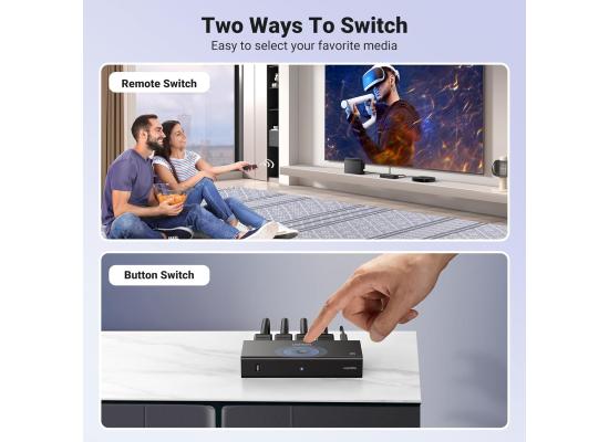 UGREEN HDMI Switch 4K@60Hz, 3 in 1 Out HDMI Splitter with Remote Support 3D HDR Dolby Atmos HDCP2.2