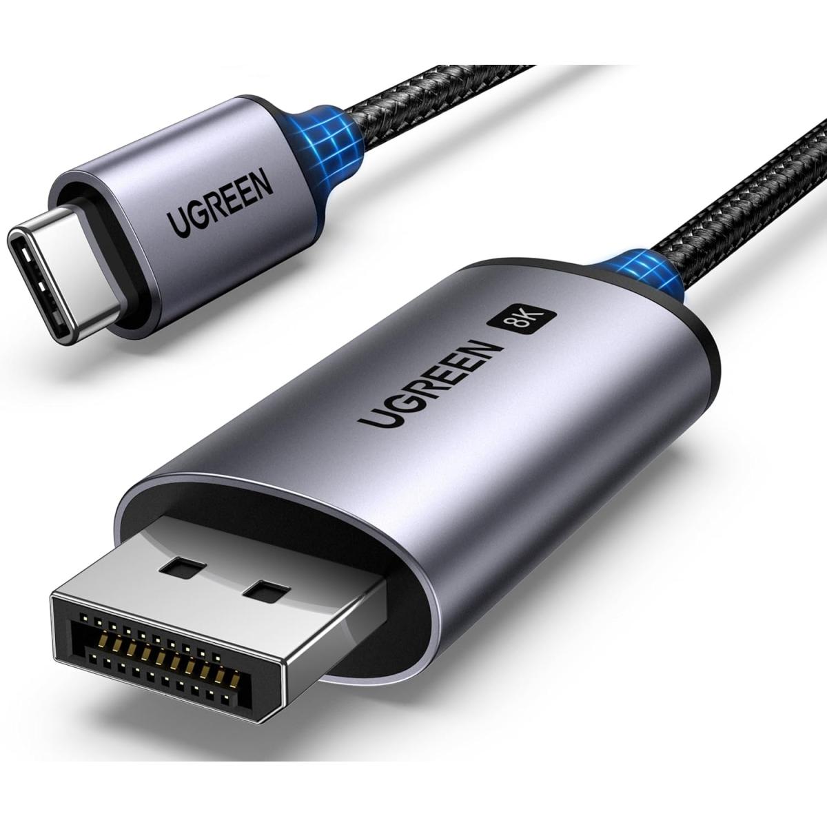 UGREEN USB C to DisplayPort 1.4 Cable 8K@60Hz 4K@240Hz Unidirectional Thunderbolt 4/3 to DisplayPort Cord USB C to DP 32.4Gbps , 2M