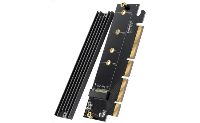 UGREEN PCIe 4.0 M.2 NVMe Adapter, 64Gbps, Heat Sink, M-Key & M&B-Key, NVMe/AHCI SSD 2280/2260/2242/2230, PCIe X16/X8/X4, Windows 7/8/10, Linux, Mac OS 9/10, Part Number 30715