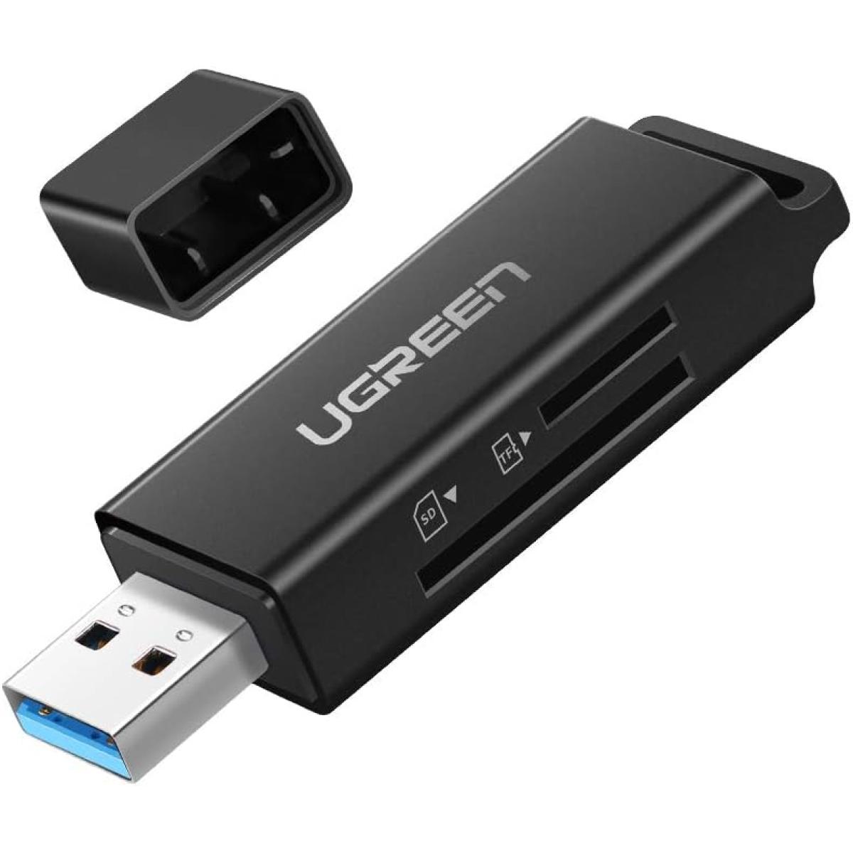 UGREEN SD Card Reader - Portable USB 3.0 Dual Slot Flash Memory Card Adapter Hub for SDXC, SDHC, MMC, RS-MMC, TF, Micro SDXC, Micro SDHC UHS-I for Mac, Windows, Linux, Chrome PC, Laptop