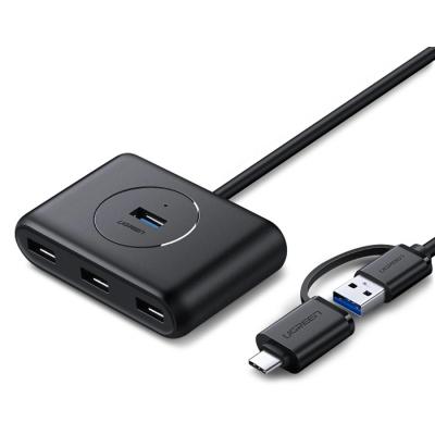 UGREEN,(40850) USB HUB SPLITTER 4 PORTS USB 3.0 WITH USB-A AND USB-C CABLE 1M.