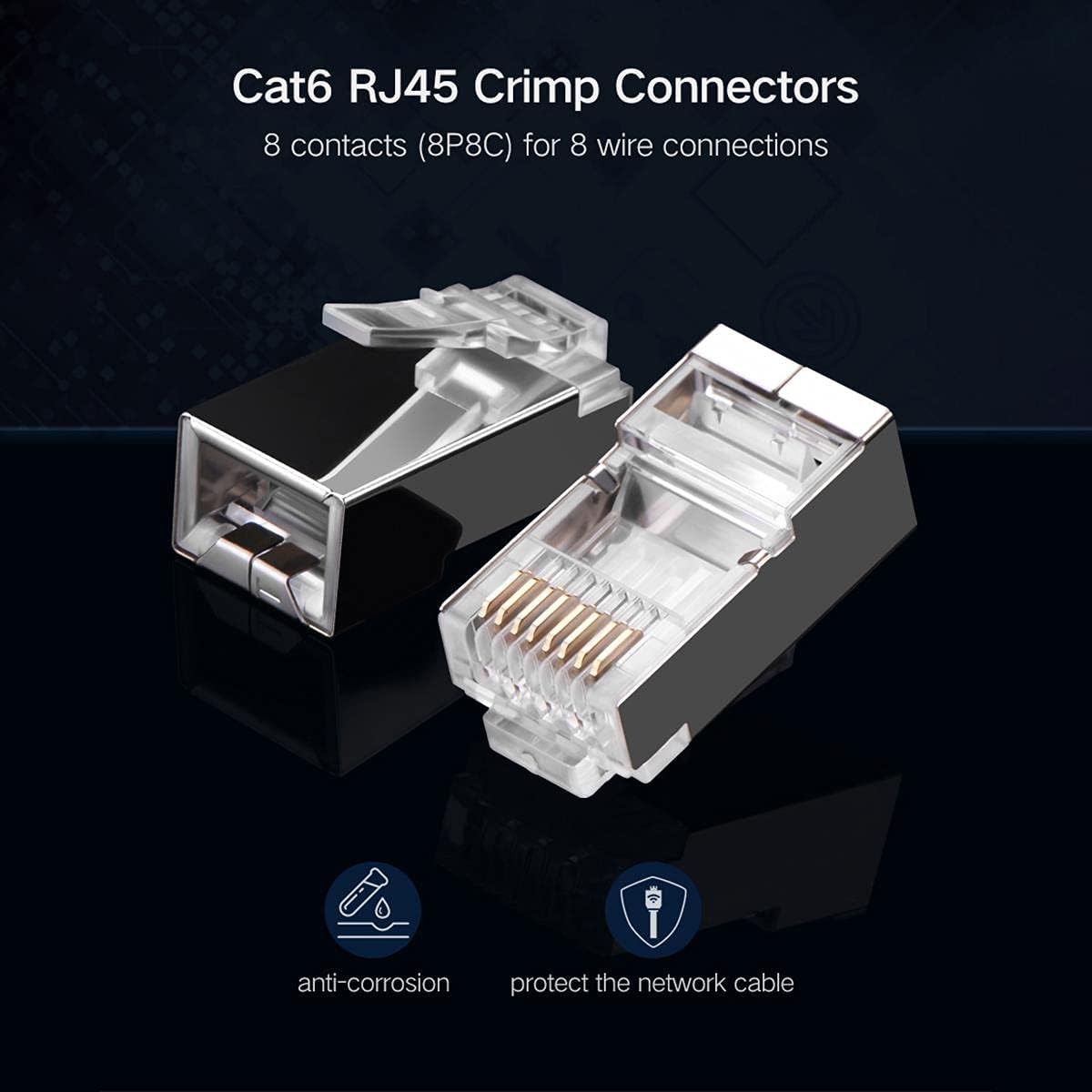 UGreen 50247 RJ45 Cat6 Shield Connector Plug 50-Piece Set