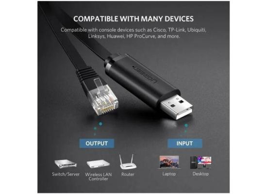 UGREEN CM204 USB TO RJ45 CONSOLE CABLE, 3M, Black | 60813