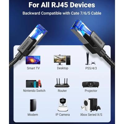 UGREEN 80431 CAT8 ETHERNET CABLE SHIELDED ROUND BRAIDED MODULAR PLUGS - 2M