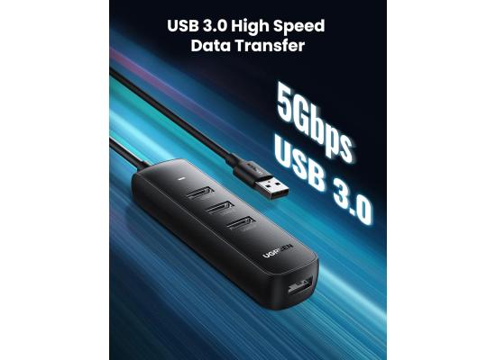 UGREEN USB Hub 3.0, 4 Port USB Extender with 1M Long Cable, 5Gbps High Speed Ultra Slim Hub Compatible with, Laptop, PC, USB Flash Drive, HDD, Keyboard, Mouse.