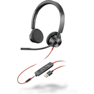 Plantronics - Blackwire 3325 Wired Stereo Headset with Boom Mic (Poly) - Connect to PC/Mac via USB-A or mobile/tablet via 3.5 mm connector - Works with Teams, Zoom & more