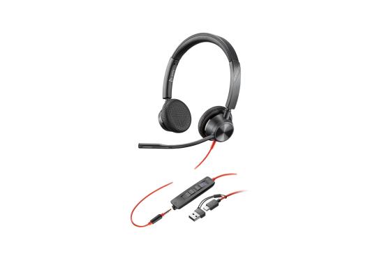 Plantronics - Blackwire 3325 Wired Stereo Headset with Boom Mic (Poly) - Connect to PC/Mac via USB-A or mobile/tablet via 3.5 mm connector - Works with Teams, Zoom & more