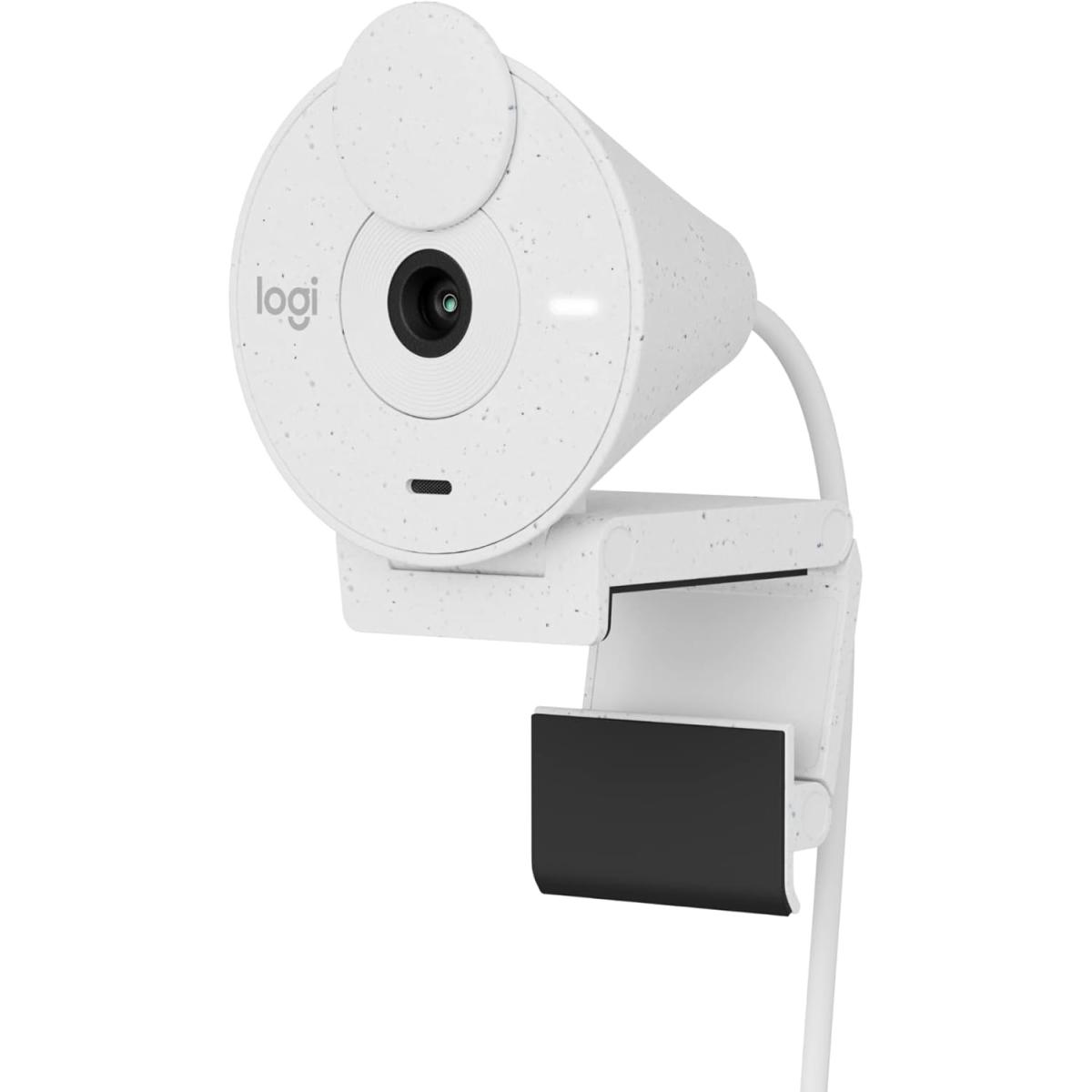 Logitech Brio 300 Full HD Webcam, auto Light Correction, Noise reducing mic, Privacy Shutter, USB-C, Works with Microsoft Teams, Google Meet, Zoom, for Streaming and Video Calling - White