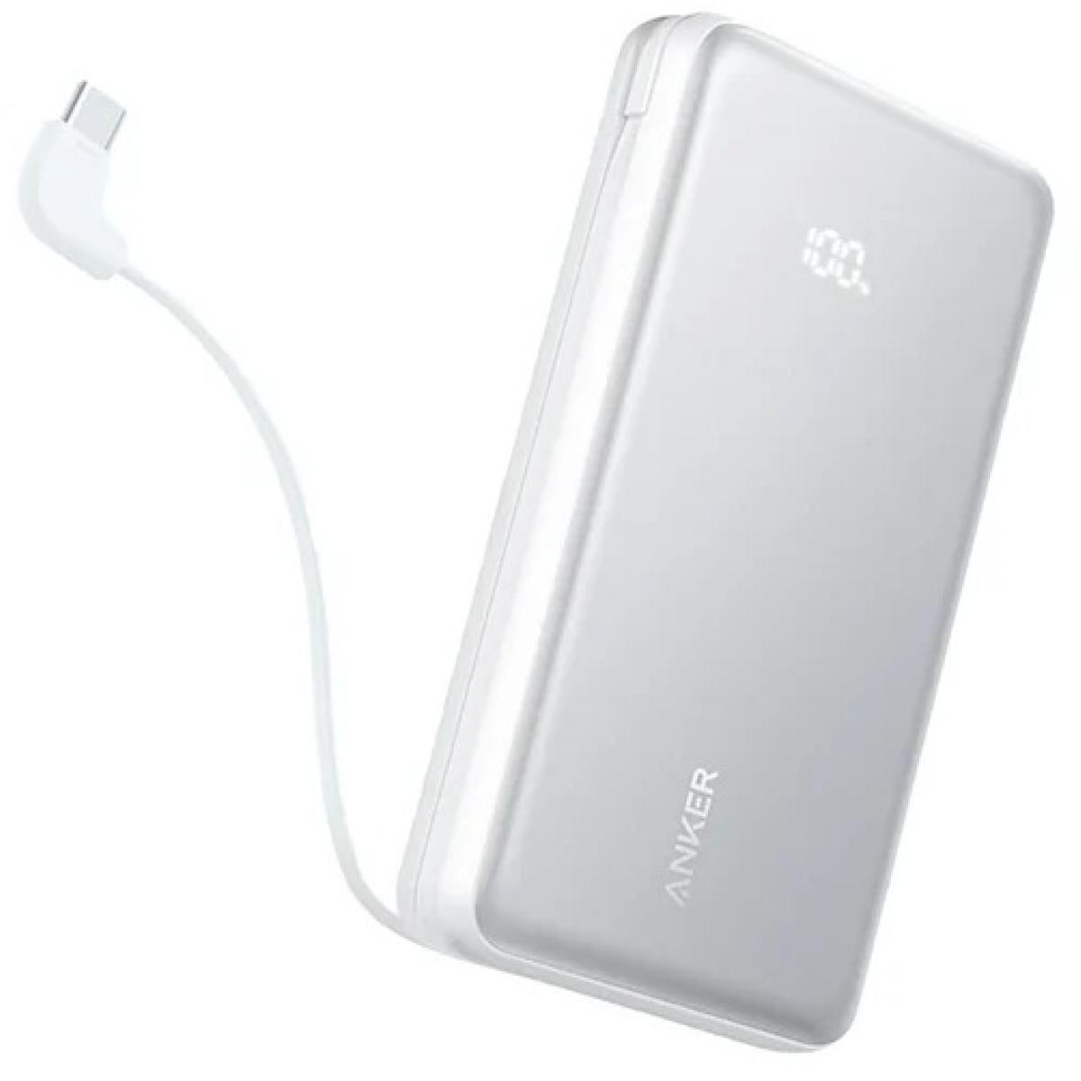 Anker Zolo Power Bank, 20k, 22.5W Max, USB-C In and Out Fast Charging Battery Pack, Slim Travel Essential Phone Power Bank, White.