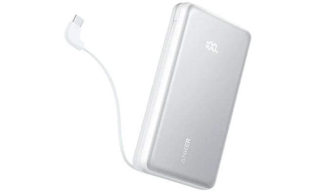 Anker Zolo Power Bank, 20k, 22.5W Max, USB-C In and Out Fast Charging Battery Pack, Slim Travel Essential Phone Power Bank, White.