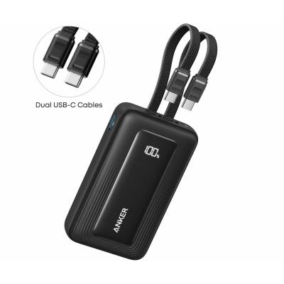 Anker Zolo Power Bank, 10,000mAh 30W Max Fast Portable Charger with Built-in USB-C and MFi Certified Lightning Cables, USB-C&A, Battery Pack.