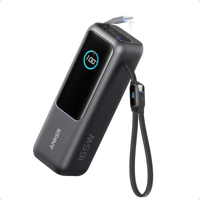 Anker Power Bank (25K, 165W, Built-In and Retractable Cables), for Multi-Device Charging, (Black)