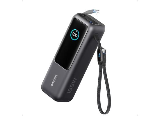 Anker Power Bank (25K, 165W, Built-In and Retractable Cables), for Multi-Device Charging, (Black)