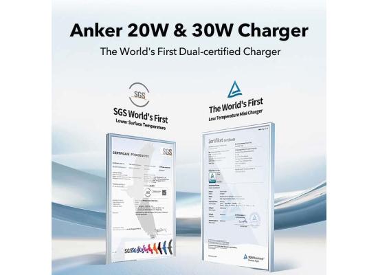 Anker Zolo Charger USB-C Output Wall Charger 20W PD, Fast Charging - White