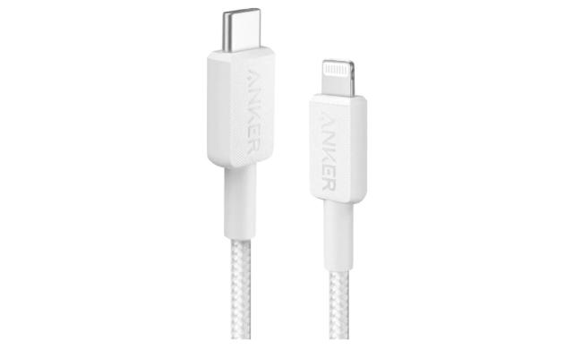 Anker 322 USB-C To Lightning Braided Cable 6FT (White A81B5H21)