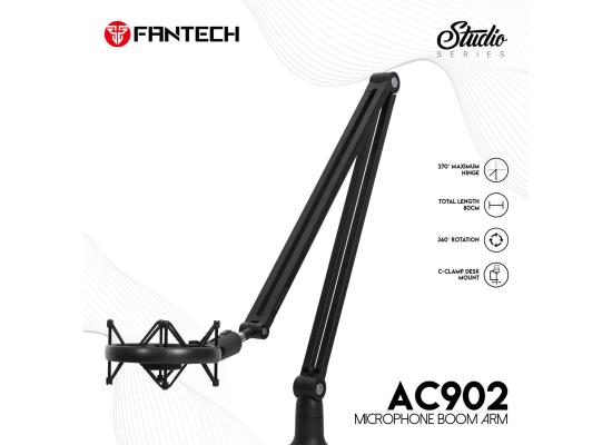 FANTECH AC902S Adjustable Microphone Stand, 360° Rotation, Total Length 80cm, C-clamp Desk Mount, Steel Pipe, Up To 1Kg Weight Load