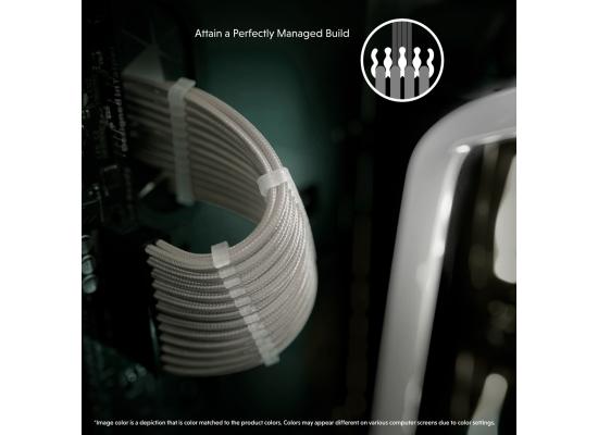 LINKUP AVA Power Supply Sleeved Extension Molded Plug Cables, 4 Pcs Kit for RTX4000 GPUs, Universal & Compatible With Any PSU, Ultra Safe & Durable, 16AWG Tinned Copper - (30cm White Package) 1 x 24Pin, 2 x 8pin(4+4) CPU, 1 x 12VHPWR (12+4 pin)