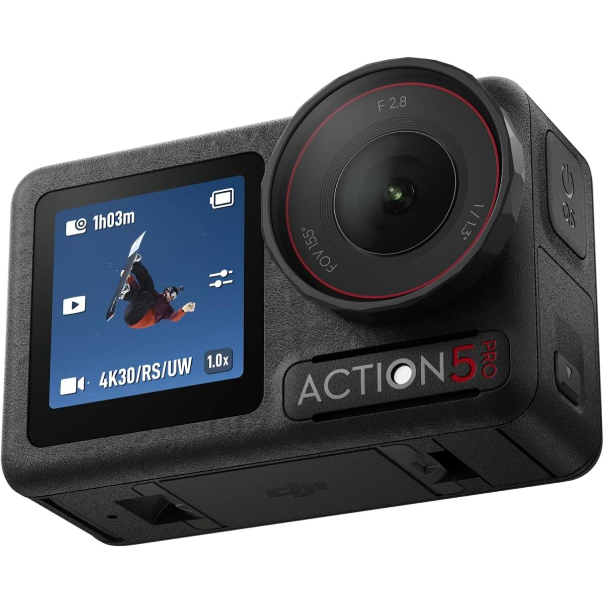 DJI Osmo Action 5 Pro Adventure Combo, Action Camera 4K with 1/1.3" Sensor, 12h Extended Battery Life with 3 Batteries, Stabilization, Dual OLED Touchscreens, Mini Action Camera for Travel, Vlog, with 1.5 Extention Rod