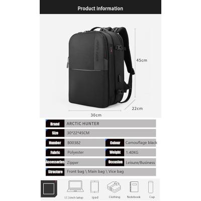 Multifunctional Arctic Hunter Backpack with Detachable Design, USB Port, and 17-Inch Laptop Compatibility – Perfect for Travel and Work-B00382