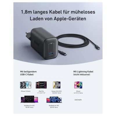 Anker Nano Charger 100w with USB-C Cable 6ft Black ,Charger Fast Charging ,B2679G11.