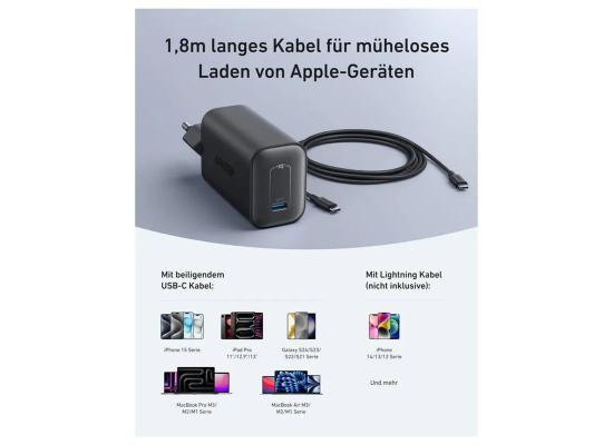 Anker Nano Charger 100w with USB-C Cable 6ft Black ,Charger Fast Charging ,B2679G11.