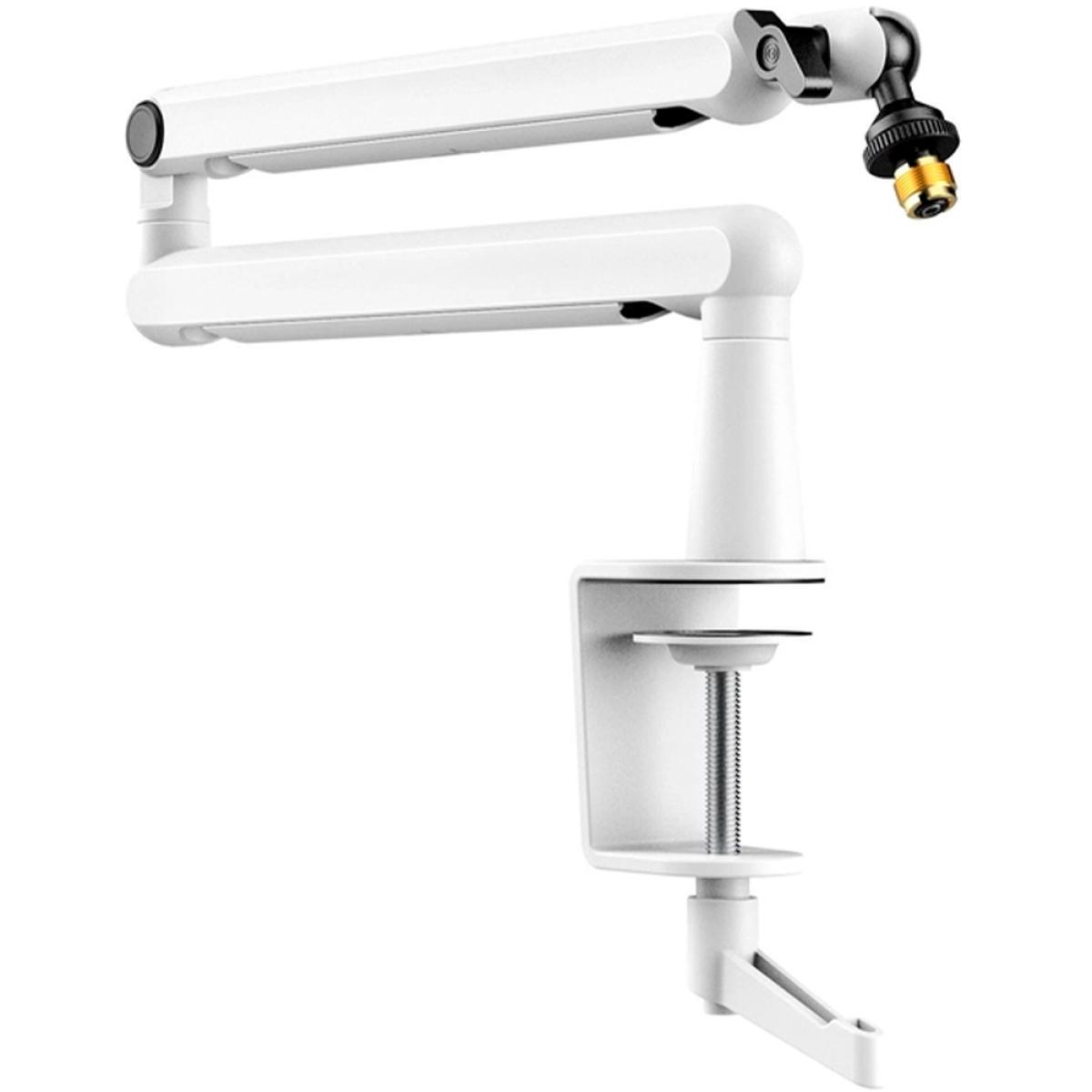 Fifine BM88W Low-profile Microphone Arm Stand With Cable Channeling, Handling Max 1.5kg Mics For Streaming, Podcasting (White)