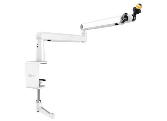 Fifine BM88W Low-profile Microphone Arm Stand With Cable Channeling, Handling Max 1.5kg Mics For Streaming, Podcasting (White)