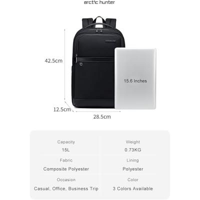 Arctic hunter Slim Backpack for Men 20L Office Laptop Backpack with 15.6-inch Laptop Pocket Premium Polyester Water-resistant Light-weight Laptop Bag for College Business Commuter, Black , B00670