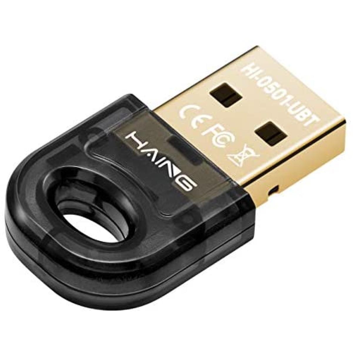 HAING Mini Bluetooth 5.0 USB Adapter Up To 20M, Dual Mode Transmission W/ High Speed Up To 3Mbps