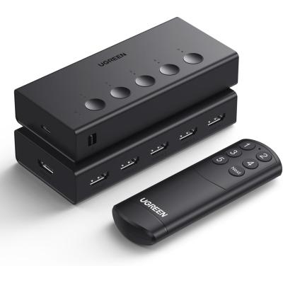 UGREEN HDMI Switch 5 in 1 Out 4K@60Hz, HDMI Splitter with Remote 5 Port Switcher Selector Box Support 3D CEC HDR HDCP2.2 Compatible with PS5/4/3 Xbox Nintendo Switch Roku TV Fire Stick Black