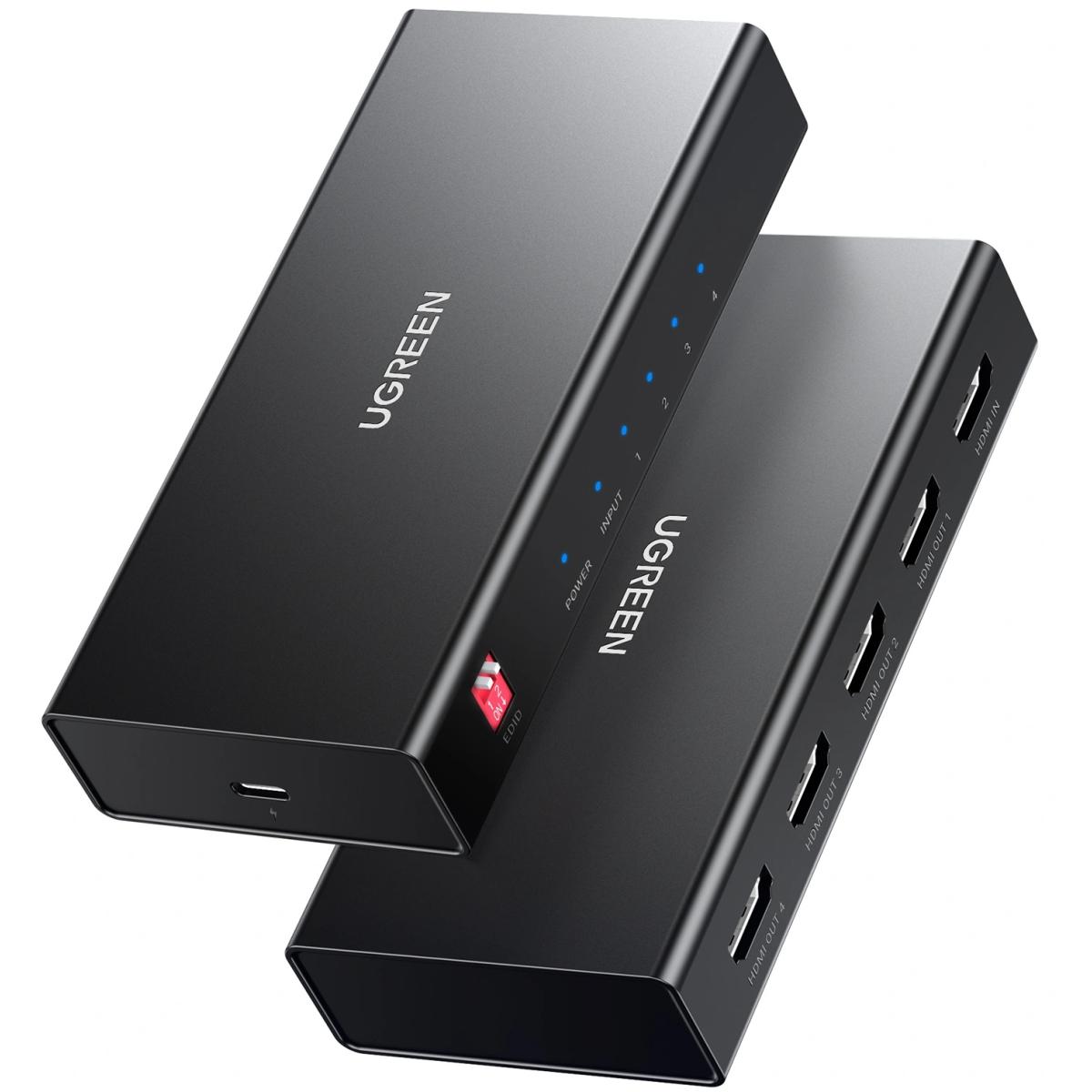 UGREEN HDMI 4K 60Hz Splitter 1 In 4 Out, 1 HDMI input to 4 displays, 4K@60Hz HDMI 2.0 support – (CM570)