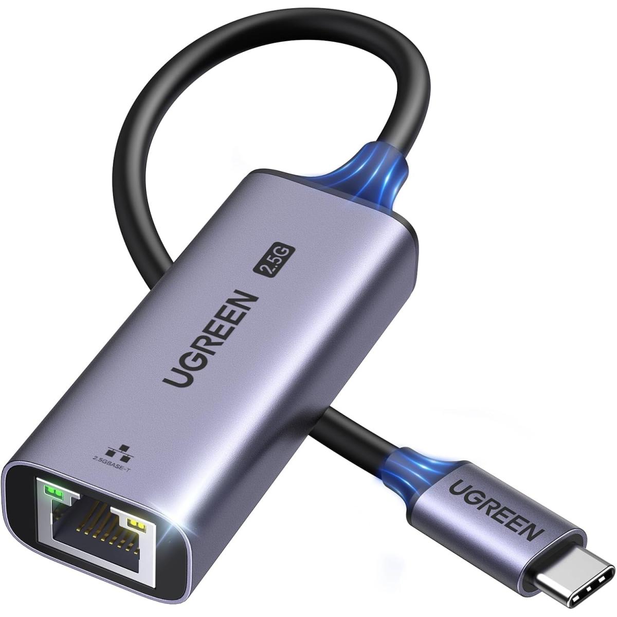 UGREEN USB C to Ethernet Adapter 2.5G, Ethernet Adapter for Laptop, Aluminum, Type C Thunderbolt 3 Compatible, to RJ45 Network Internet.
