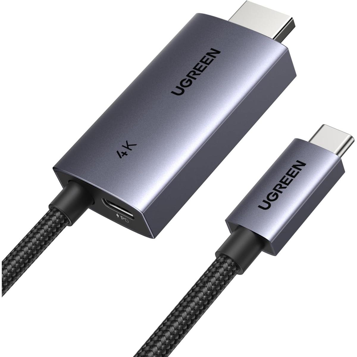 UGREEN USB C to HDMI Cable 2M 4K 60Hz 100W PD Fast Charging 2-in-1 Thunderbolt iPhone 16 Pro MacBook iPad Galaxy (55330)