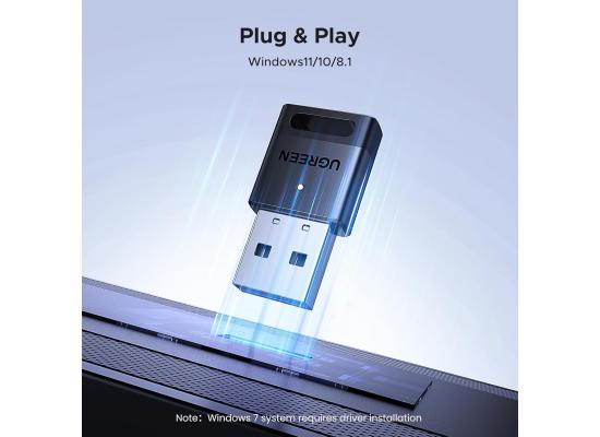 UGREEN USB Bluetooth Adapter for PC Bluetooth 5.4 Dongle Receiver EDR & BLE, Plug & Play Supports Windows 11/10/8.1, for Desktop, Laptop, Headphone,Keyboard,Mouse, Speakers,Printer